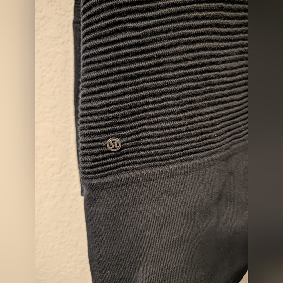 Lululemon Black 100% Merino Wool Ribbed Longline Open Front Sit In Lotus Wrap 6 - Picture 12 of 14